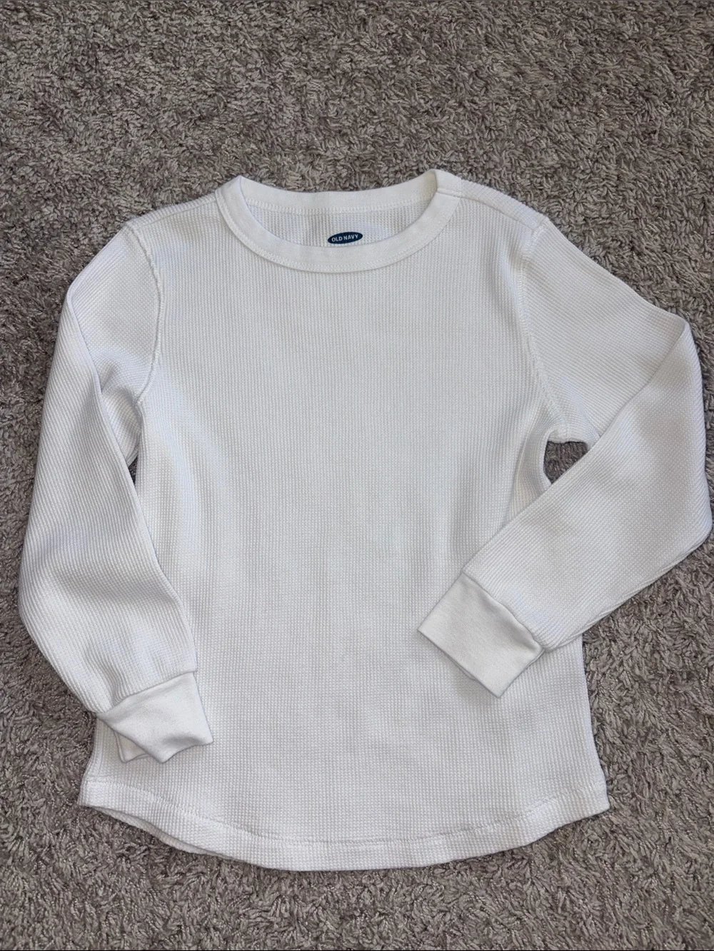 Old Navy White Crewneck Thermal Sweater. Size 6/7 unisex